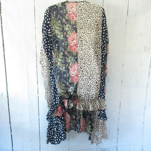 Umgee Kimono Floral Animal Print Boho Peasant - Picture 4 of 9